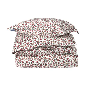 Flower printed cotton sateen sengesæt - White-red-green-beige, 50x60 cm/150x210 cm - Lexington