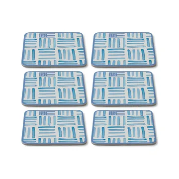Graphic Printed coasters 6-pak - Blue/White - Lexington