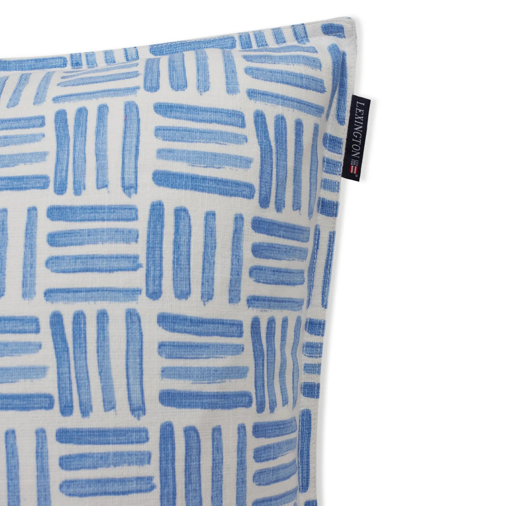 Graphic Printed Cotton Canvas pudebetræk 50x50 cm, Blue/White Lexington