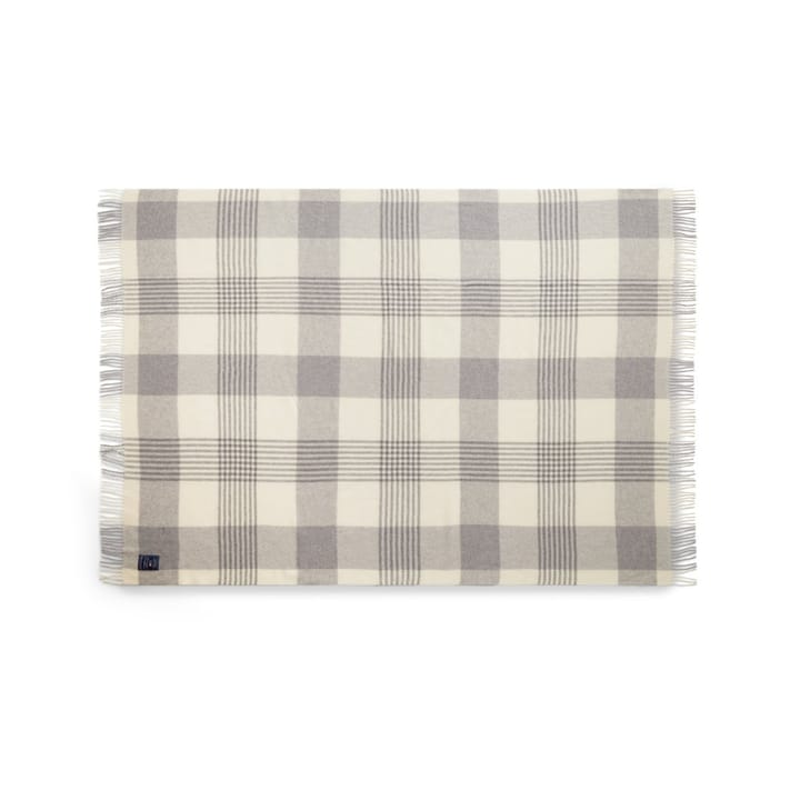 Gray Checked Recycled Wool plaid 130x170 cm, Gray/White Lexington