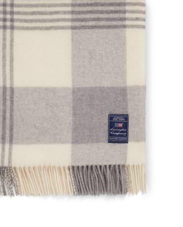 Gray Checked Recycled Wool plaid 130x170 cm - Gray/White - Lexington