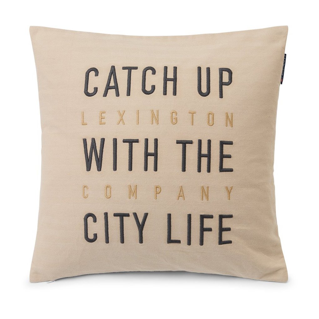 Lexington Herringbone Cotton Flanell pudebetræk 50×50 cm Light beige