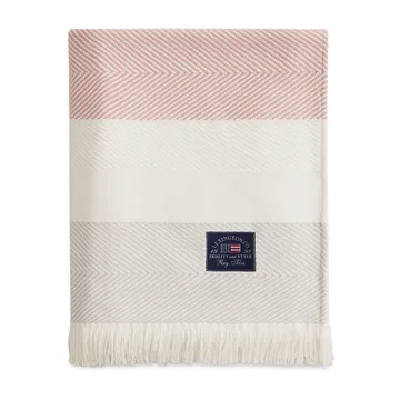 Herringbone Striped Recycled bomuldsplaid - Hvid/Lyserød - Lexington