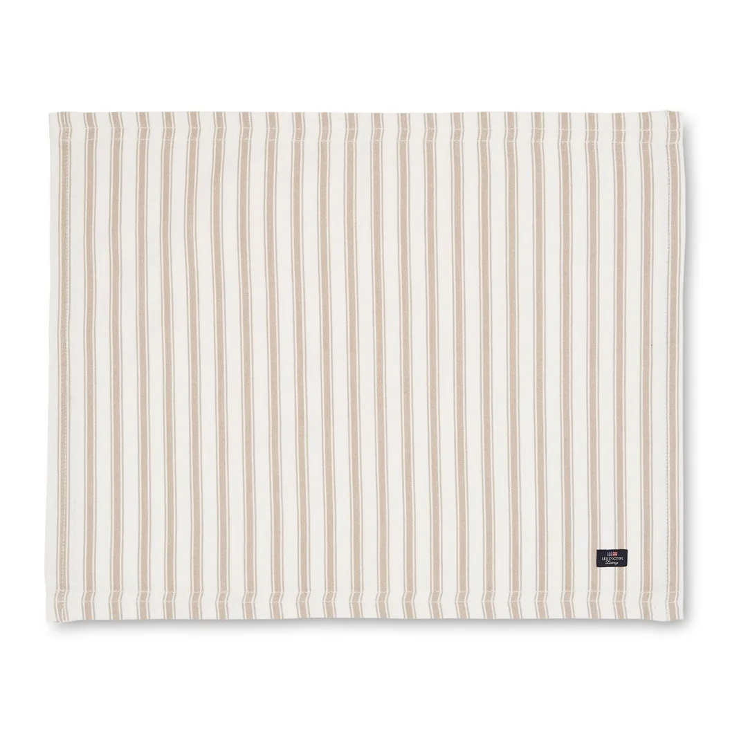 Icons Herringbone Striped dækkeserviet 40x50 cm, Beige/White Lexington