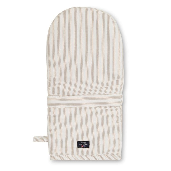 Icons Herringbone Striped grillhandske, Beige/White Lexington