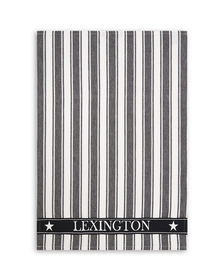 Icons Striped køkkenhåndklæde Waffle 50x70 cm - Sort-hvid - Lexington