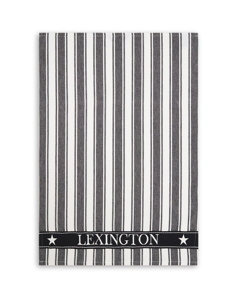 Lexington Icons Striped køkkenhåndklæde Waffle 50×70 cm Sort-hvid
