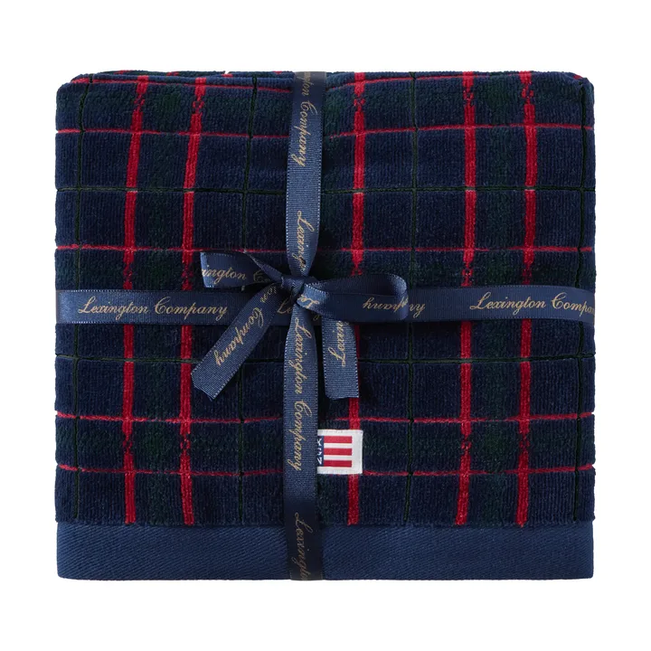 Lexington checked håndklæde 2-pak - Navy-green, 50x70 cm - Lexington
