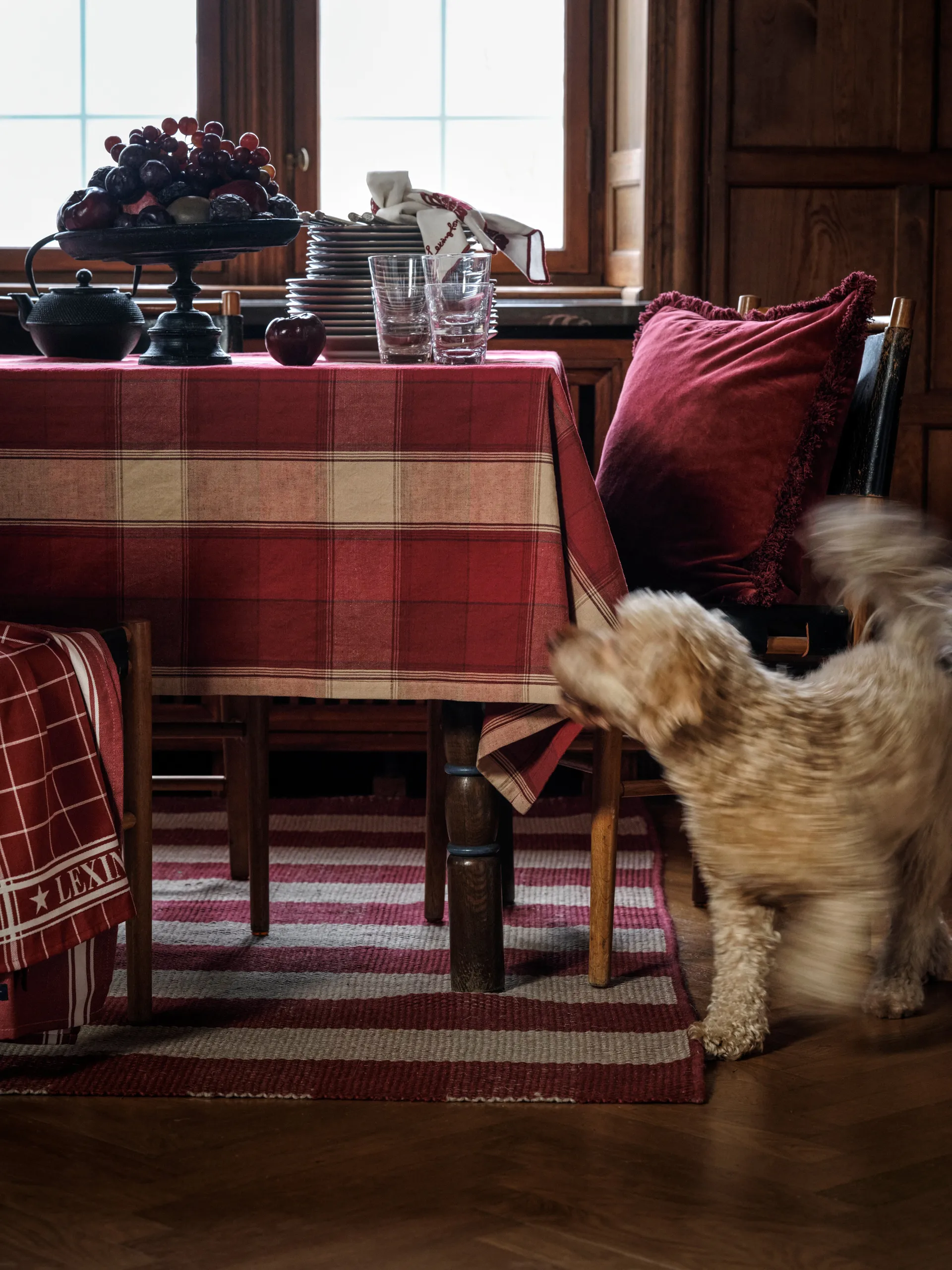 Lexington checked viskestykke 50x70 cm, Rød-hvid Lexington