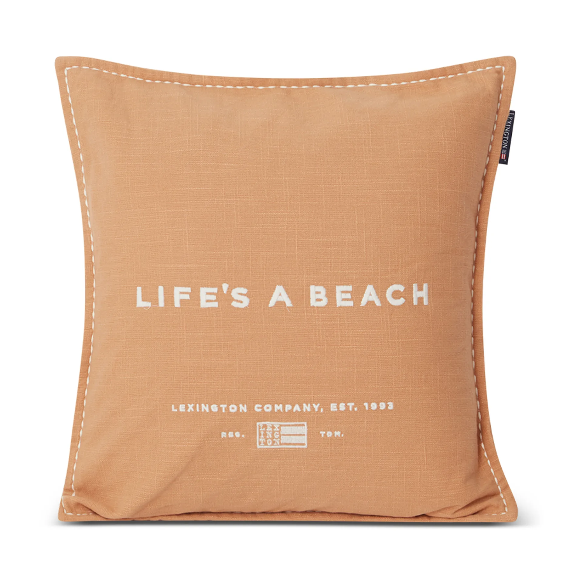 Life's A Beach Embroidered pudebetræk 50x50 cm, Beige/Hvid Lexington