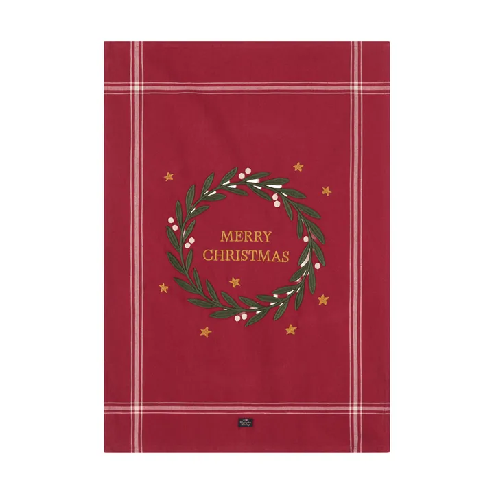 Merry Christmas Org Cotton viskestykke 50x70 cm - Red-Light beige - Lexington
