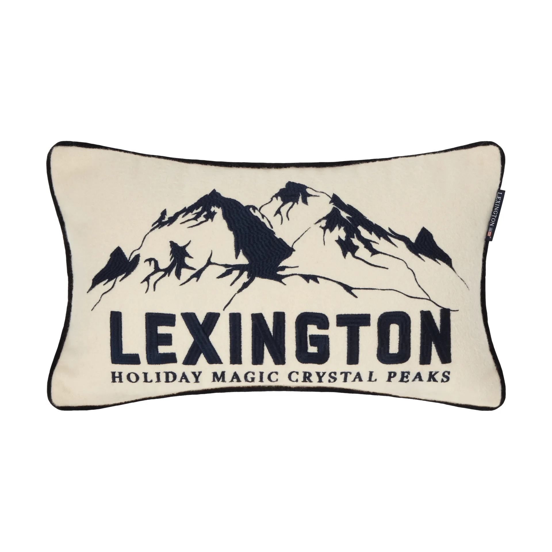 Lexington Mountains Logo uldmix pyntepude White-navy, 50x30 cm