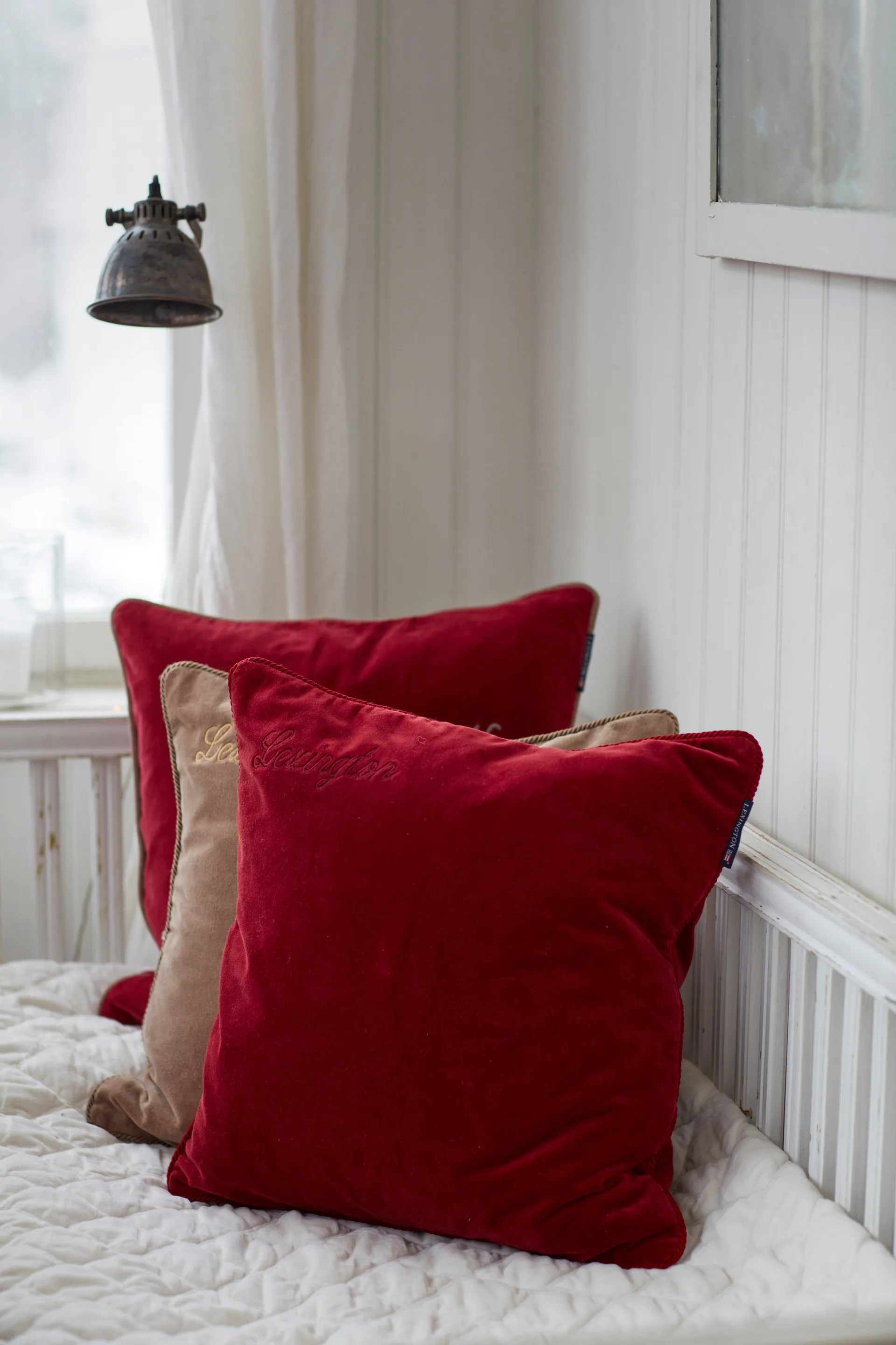 Organic Cotton Velvet pudebetræk 50x50 cm, Red Lexington