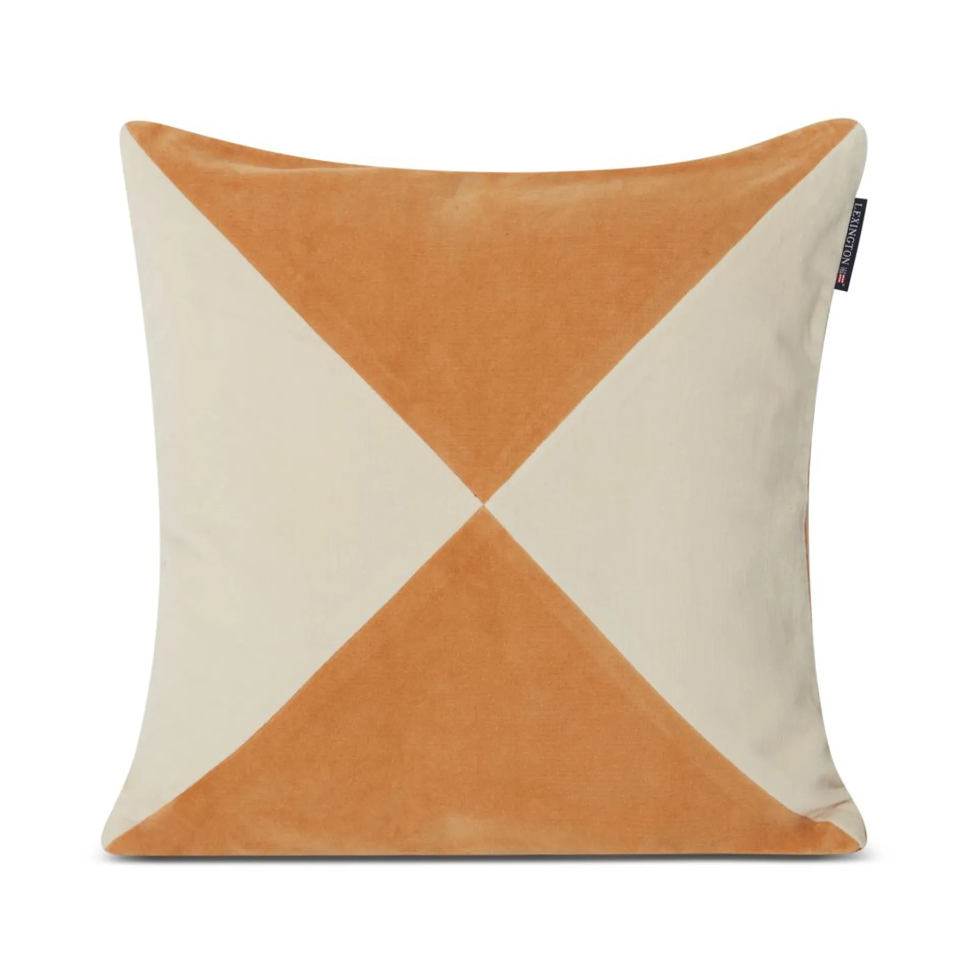 Patched Organic Cotton Velvet pudebetræk 50x50 cm, Mustard/Light beige Lexington