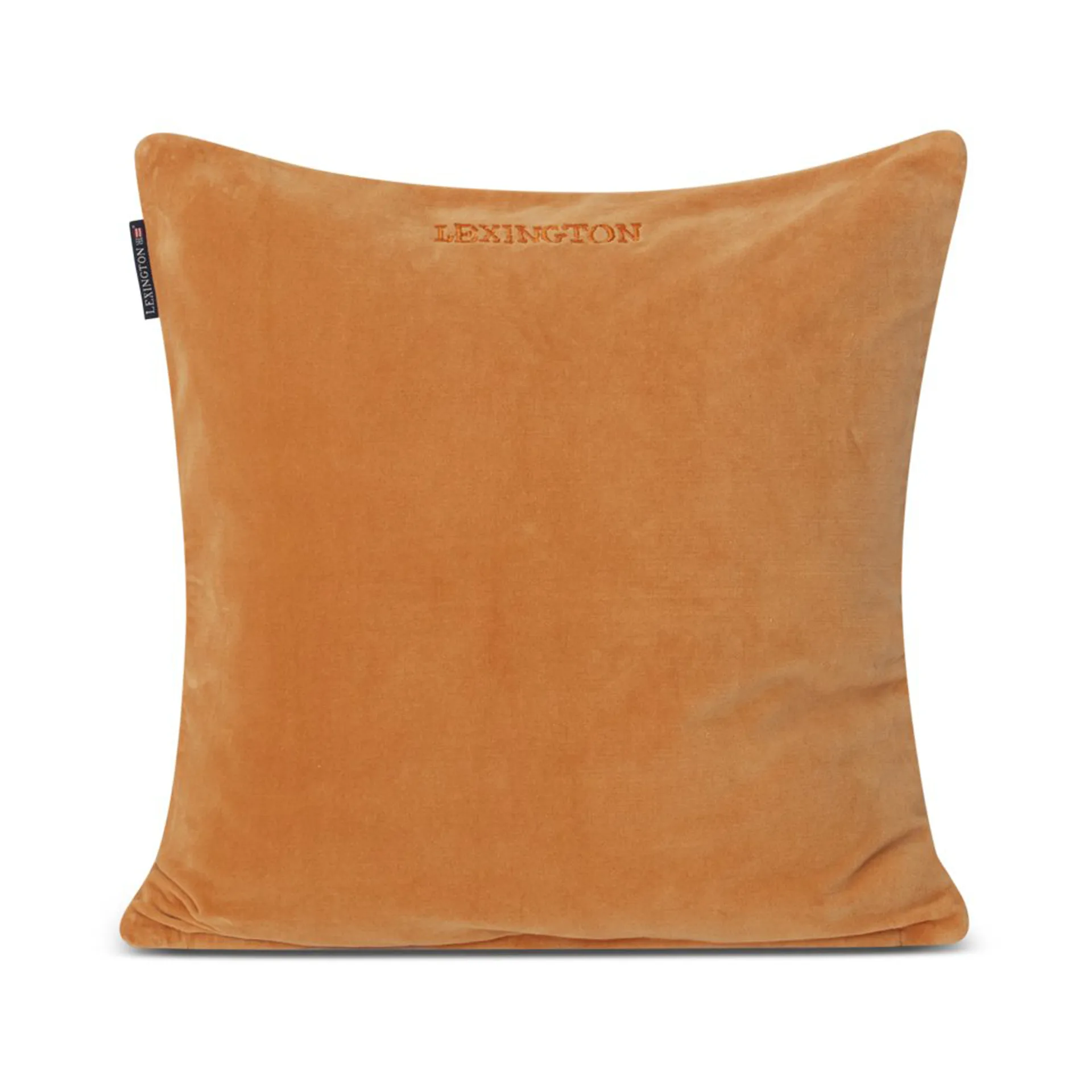 Patched Organic Cotton Velvet pudebetræk 50x50 cm, Mustard/Light beige Lexington