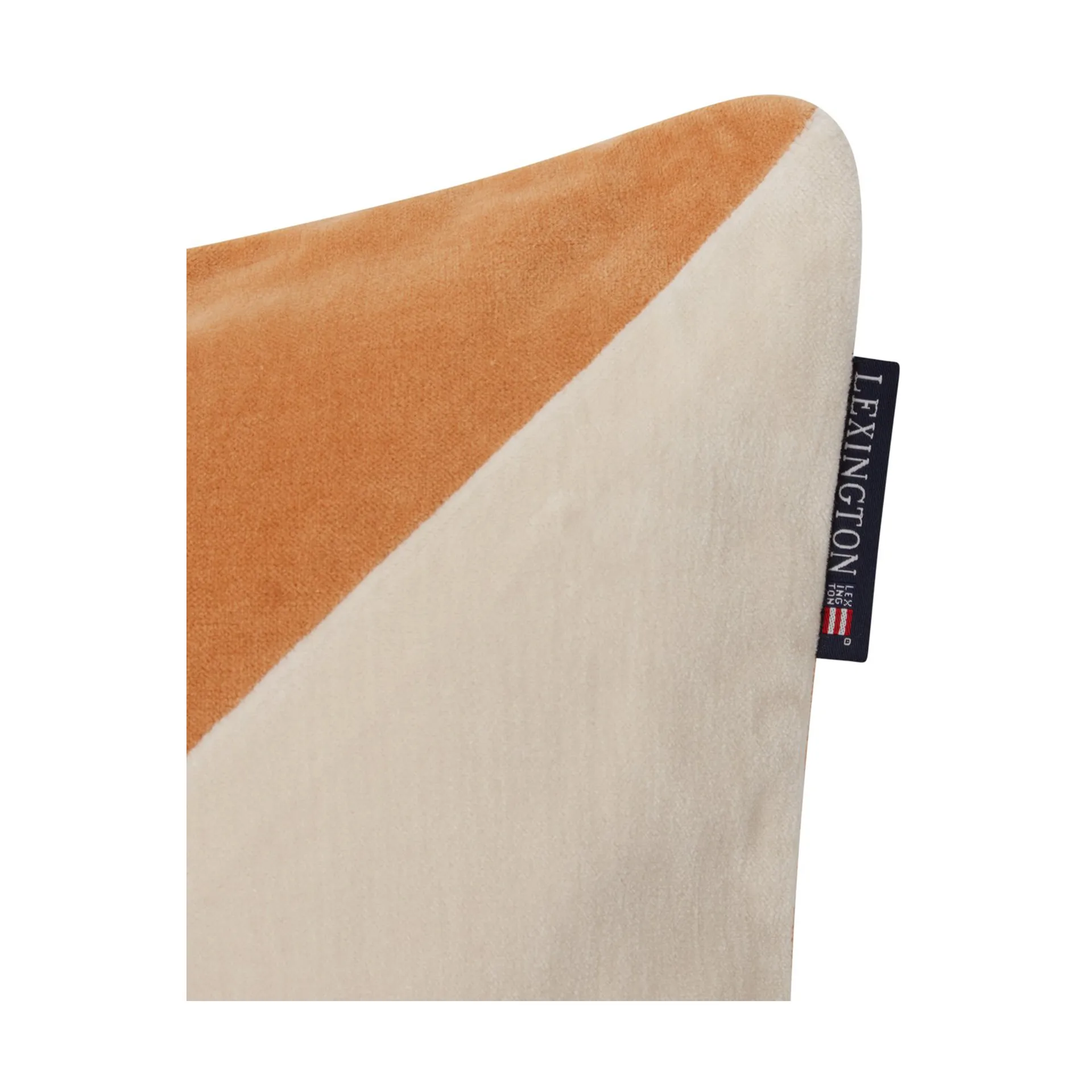 Patched Organic Cotton Velvet pudebetræk 50x50 cm, Mustard/Light beige Lexington