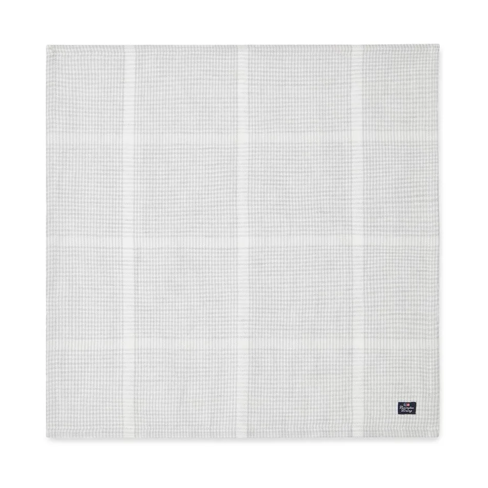 Lexington Pepita Check Cotton Linen stofserviet 50x50 cm White/Light gray
