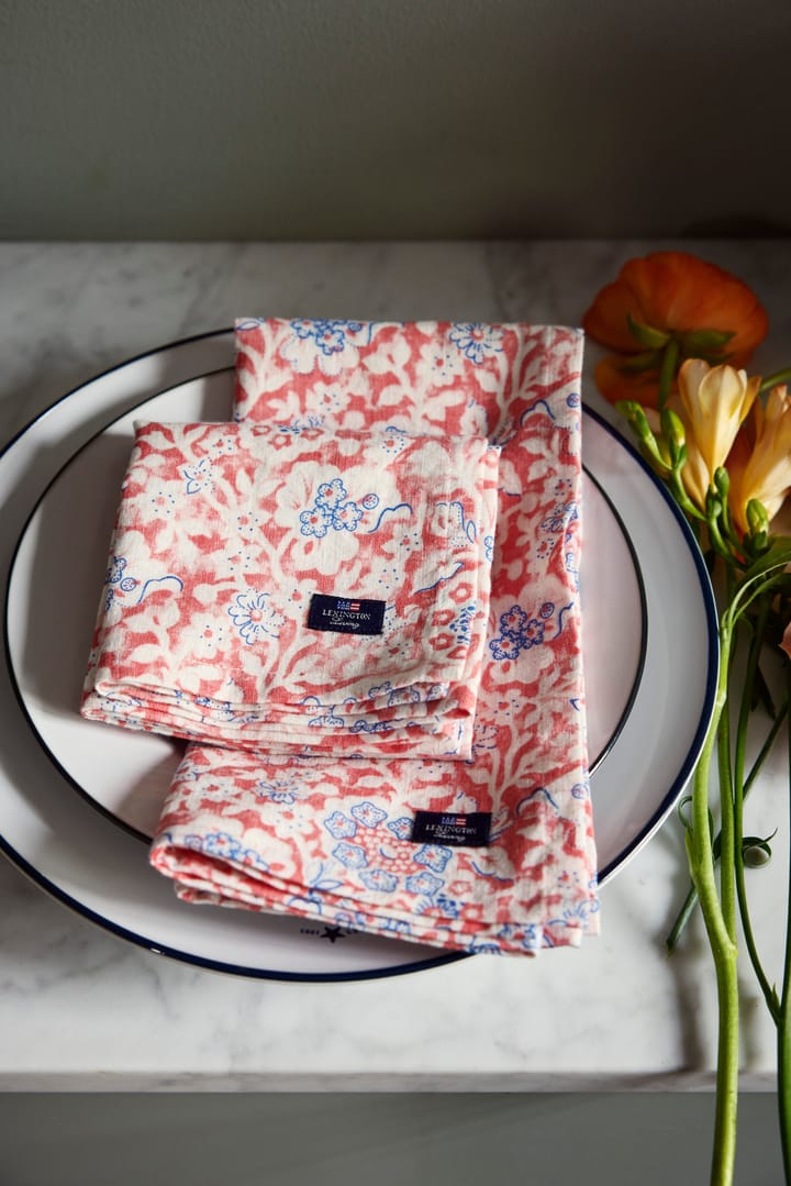 Printed Flowers Recycled Cotton stofserviet 50x50 cm, Koral Lexington