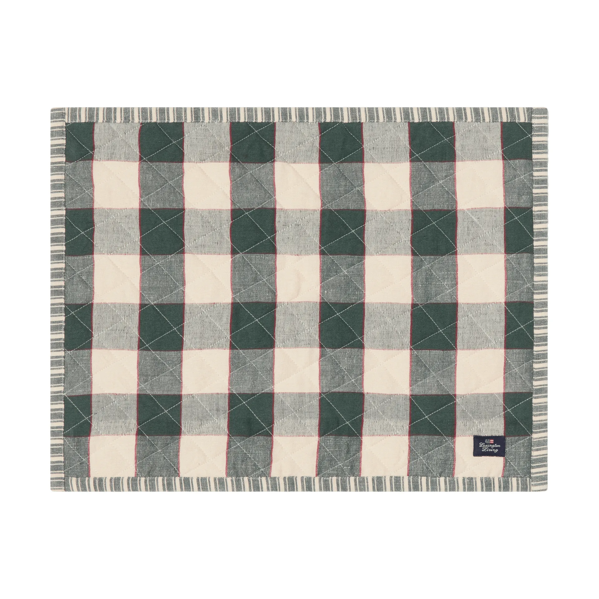 Quiltet dobbeltsidet bordskåner, Green-Light beige-red, 35x45 cm Lexington