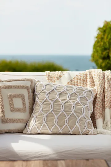 Rope Deco Canvas pudebetræk 50x50 cm - Lysbeige/Hvid - Lexington