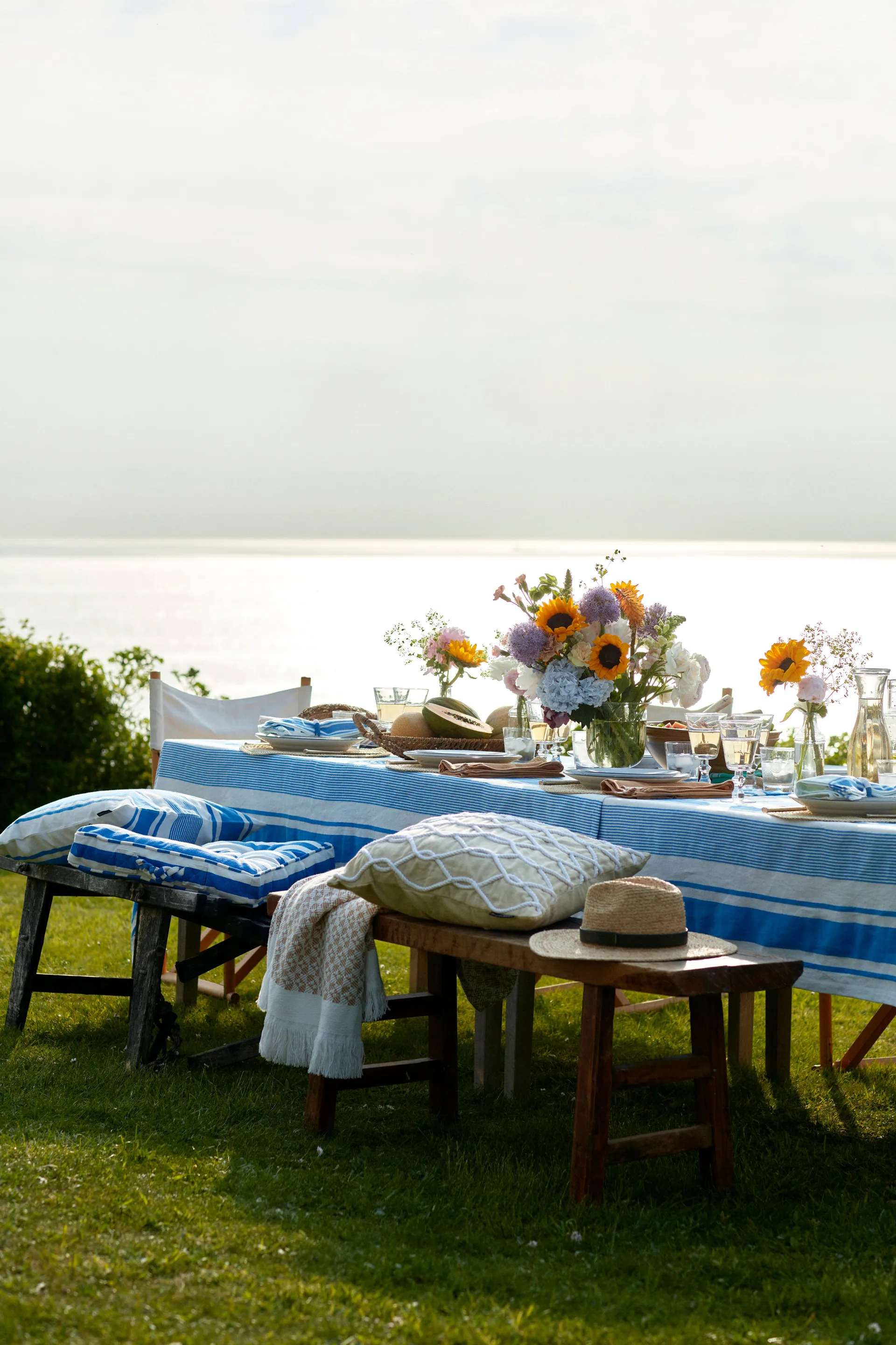 Rope Deco Canvas pudebetræk 50x50 cm, Lysbeige/Hvid Lexington