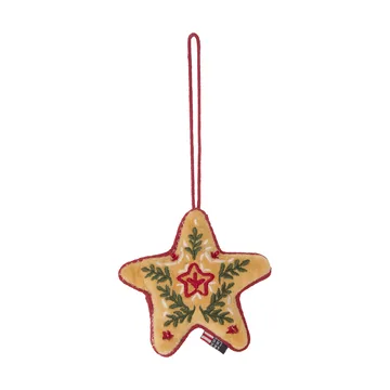 Star økologisk bomuldsfløjl juleophæng - Multi, 10x11x3 cm - Lexington