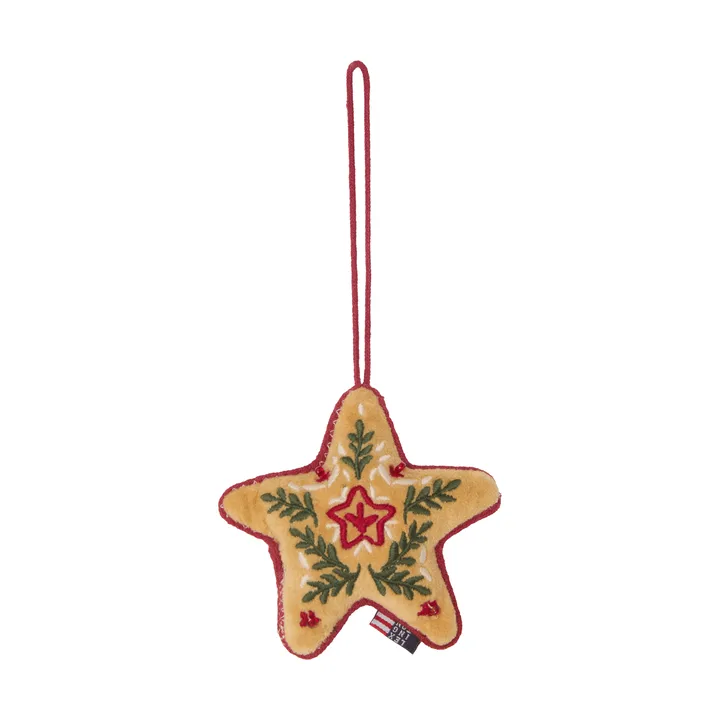Star økologisk bomuldsfløjl juleophæng - Multi, 10x11x3 cm - Lexington