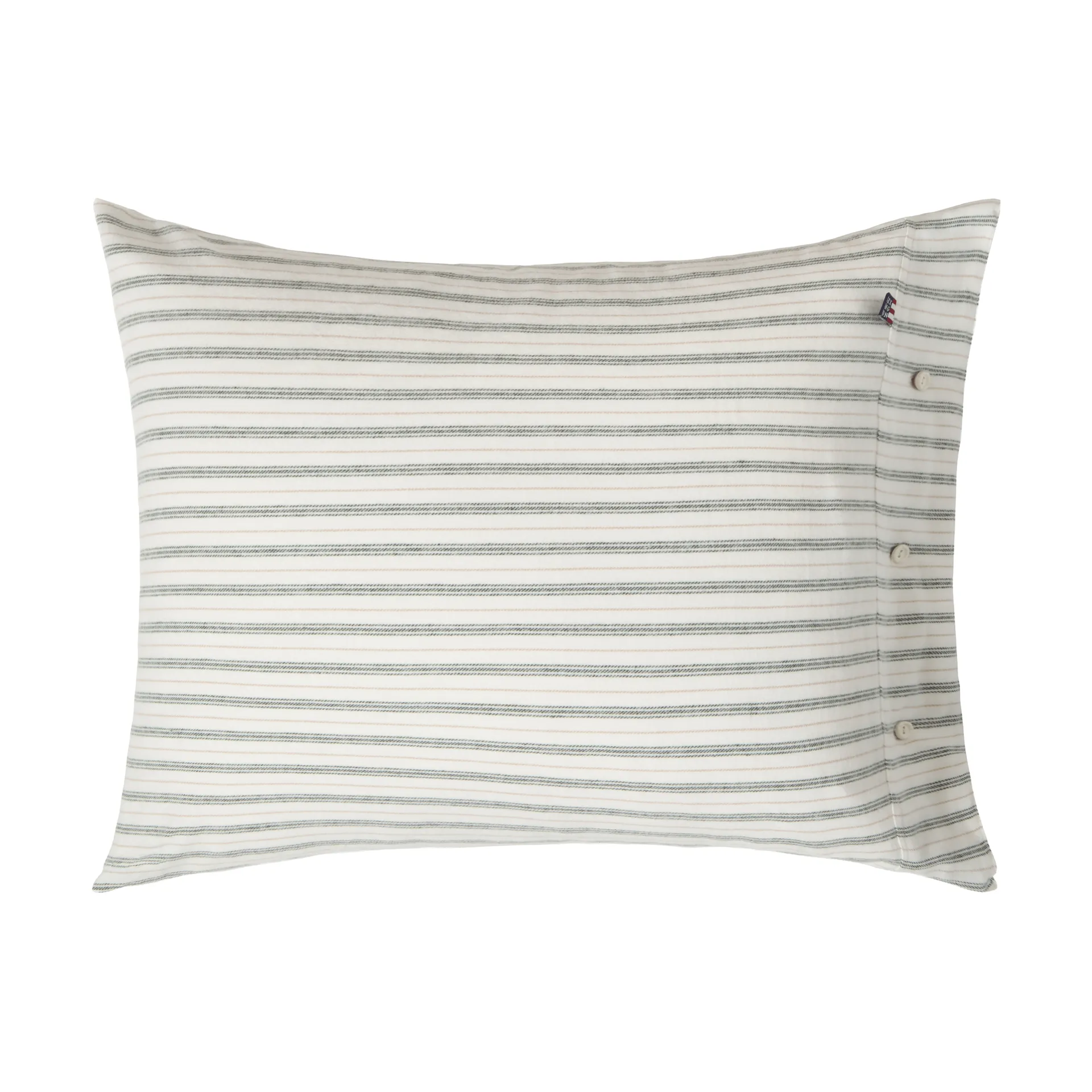 Lexington Stripe cotton flannel pudebetræk White-green-beige, 50x60 cm