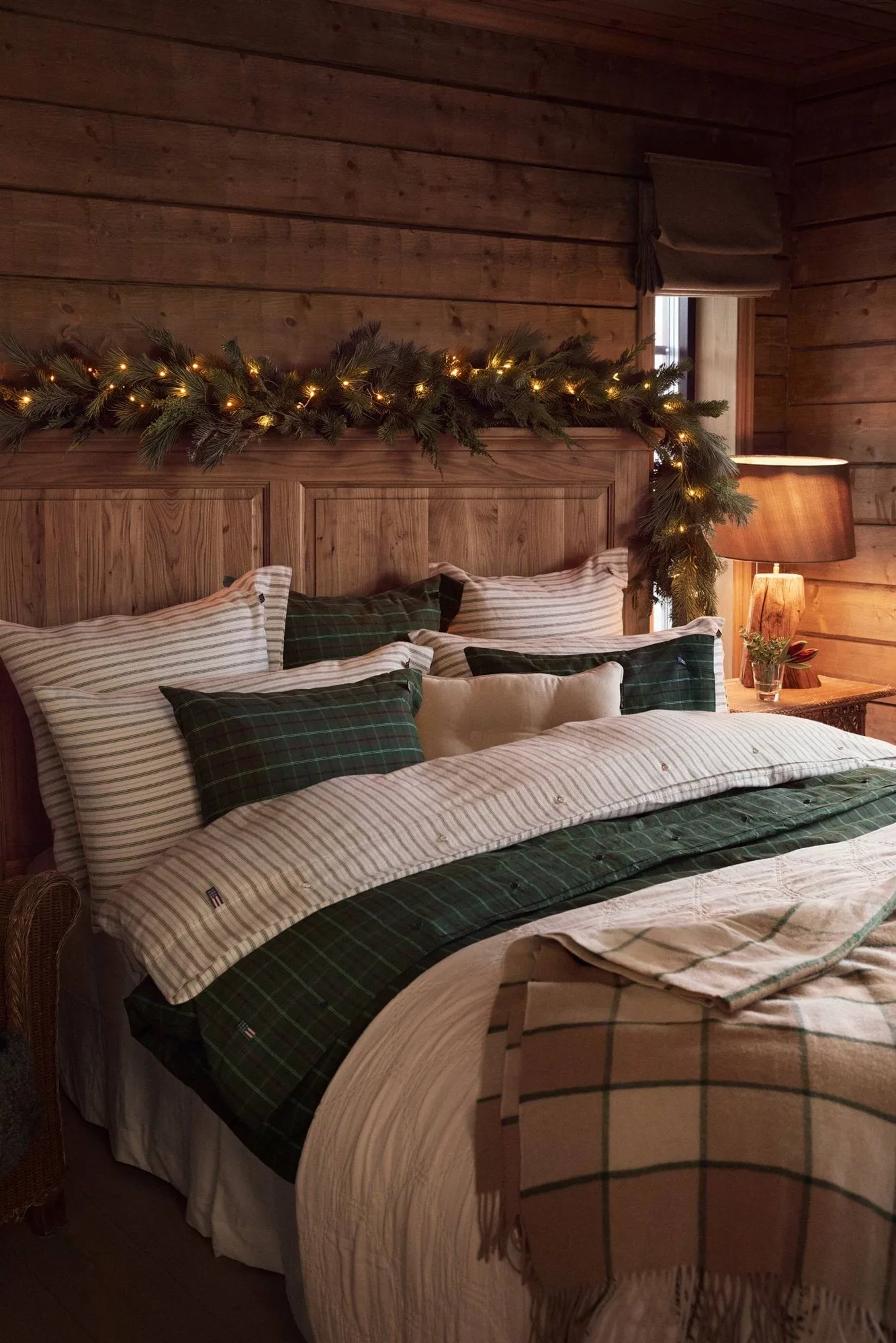 Stripe cotton flannel pudebetræk, White-green-beige, 50x60 cm Lexington
