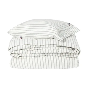 Stripe cotton flannel sengesæt - White-green-beige, 50x60 cm/150x210 cm - Lexington