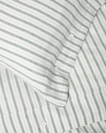 Stripe cotton flannel sengesæt - White-green-beige, 50x60 cm/150x210 cm - Lexington