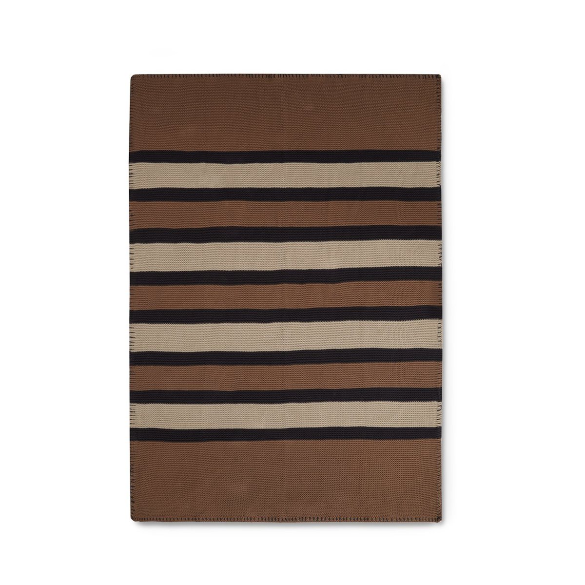 Lexington Striped Knitted Cotton plaid 130×170 cm Brown/Beige/Dark gray