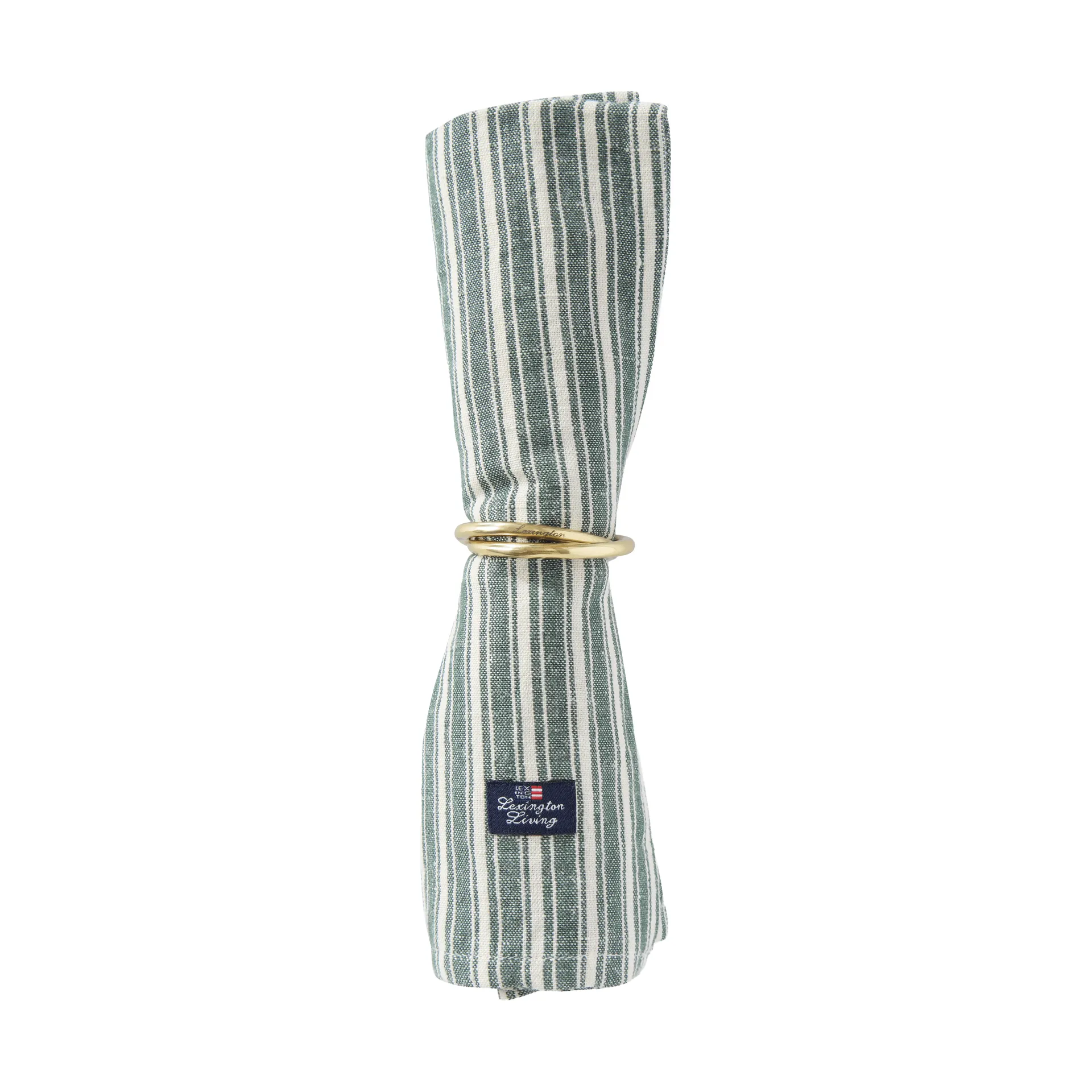 Lexington Striped linnedservietter Green-light beige, 50x50 cm