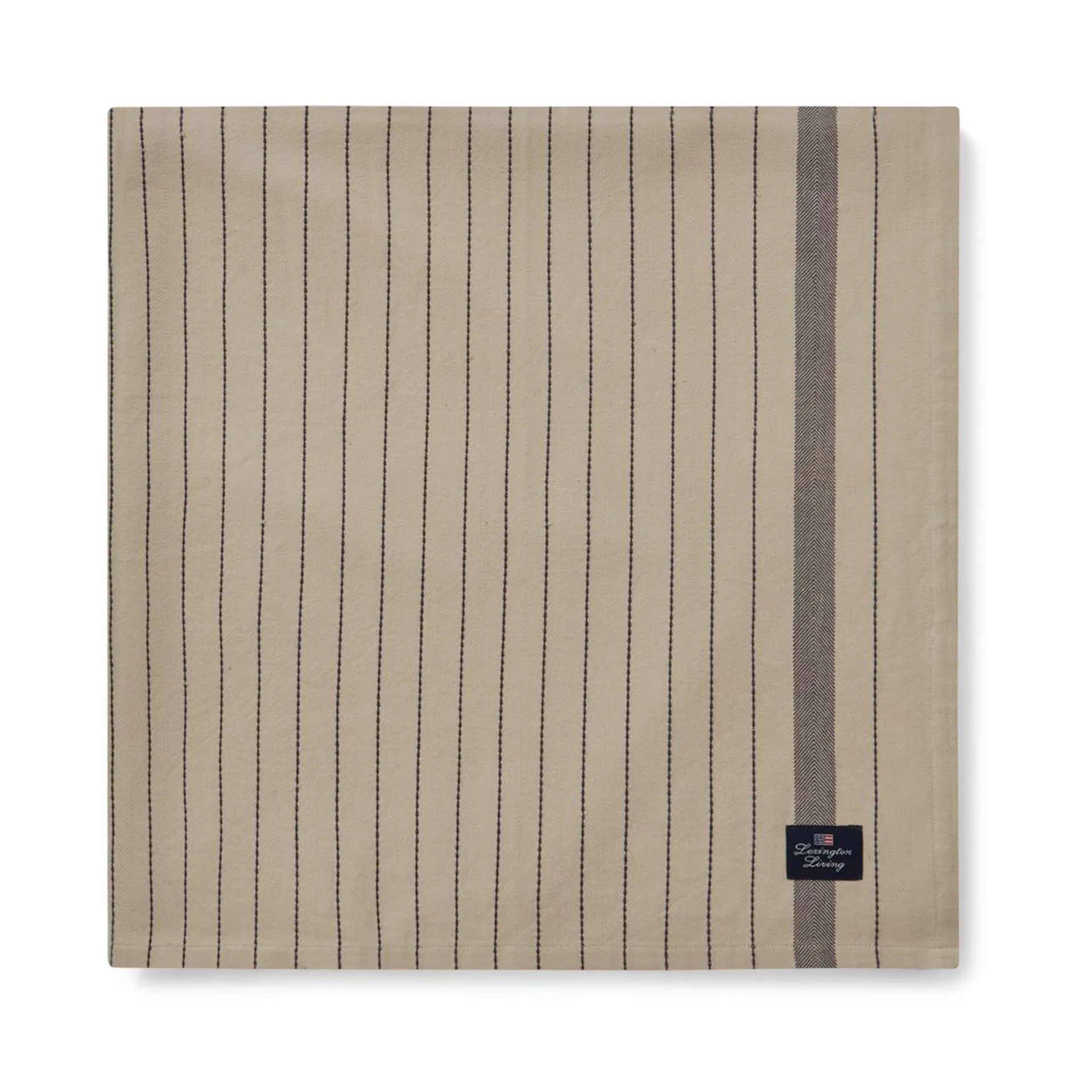 Striped Organic Cotton borddug 150x250 cm, Beige/Dark gray Lexington