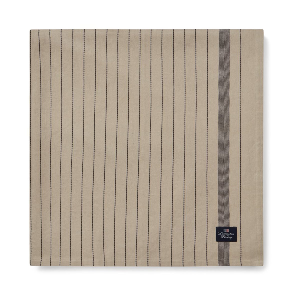 Lexington Striped Organic Cotton borddug 150×250 cm Beige/Dark gray