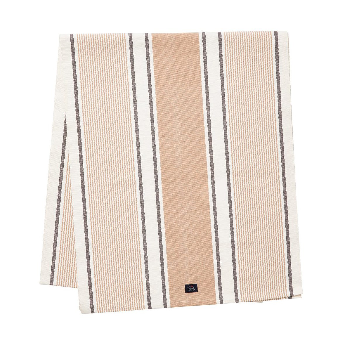 Lexington Striped Organic Cotton løber 50×250 cm White-beige