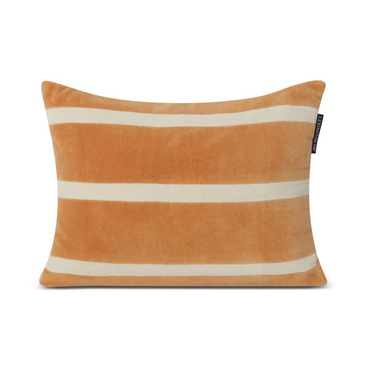 Striped Organic Cotton Velvet pude 30x40 cm, Mustard/Light beige Lexington