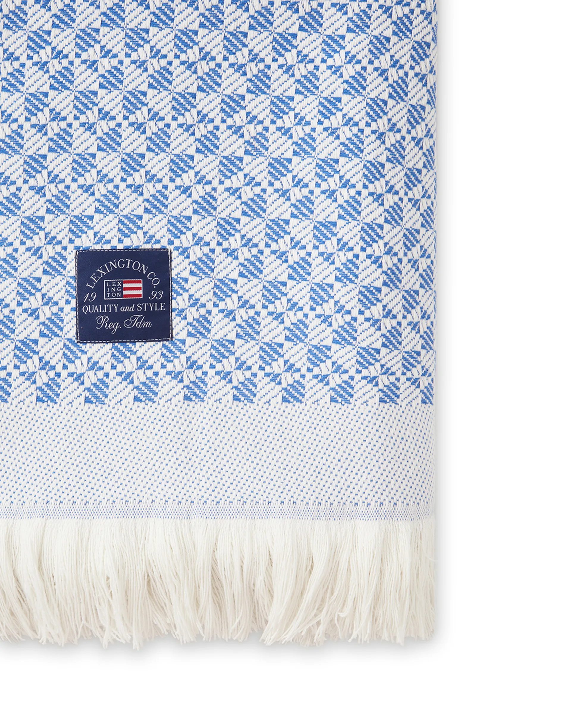 Striped Structuret Recycled bomuldsplaid 130x170 cm, Blå/Hvid Lexington
