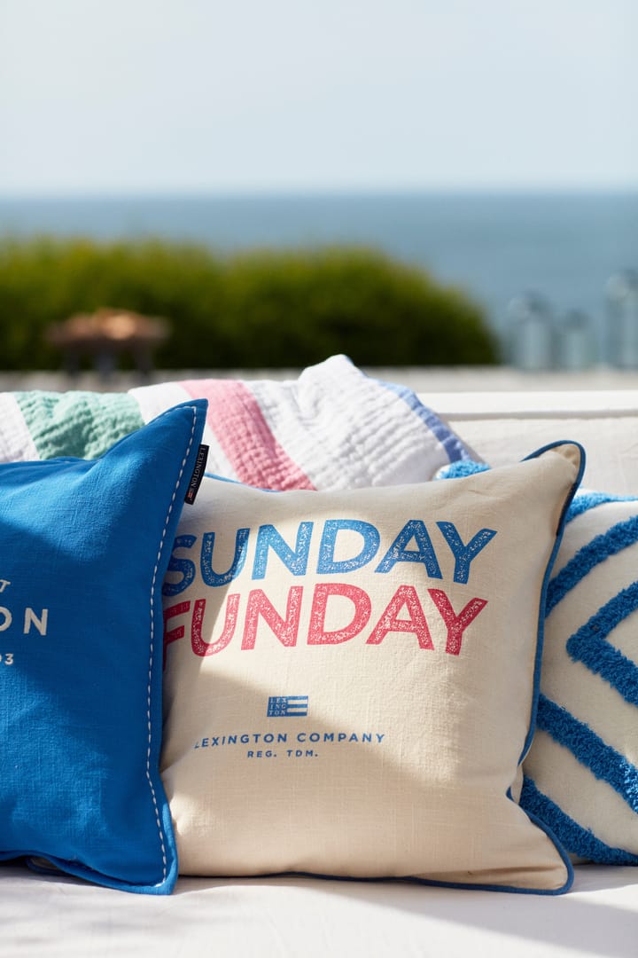 Sunday Funday Printed pudebetræk 50x50 cm, Beige/Blå/Lyserød Lexington