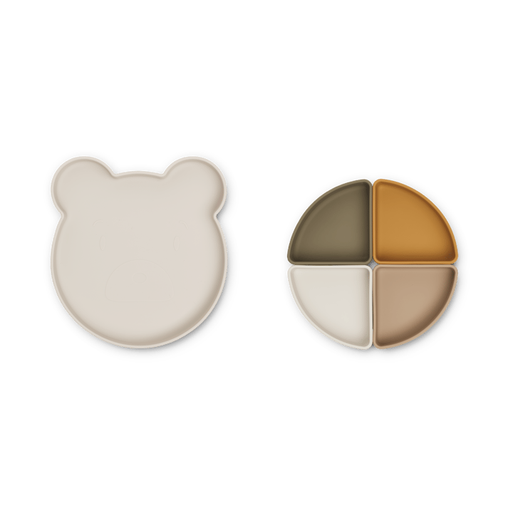 Arne børnetallerken + 4 skåle, Mr bear sandy multi mix Liewood