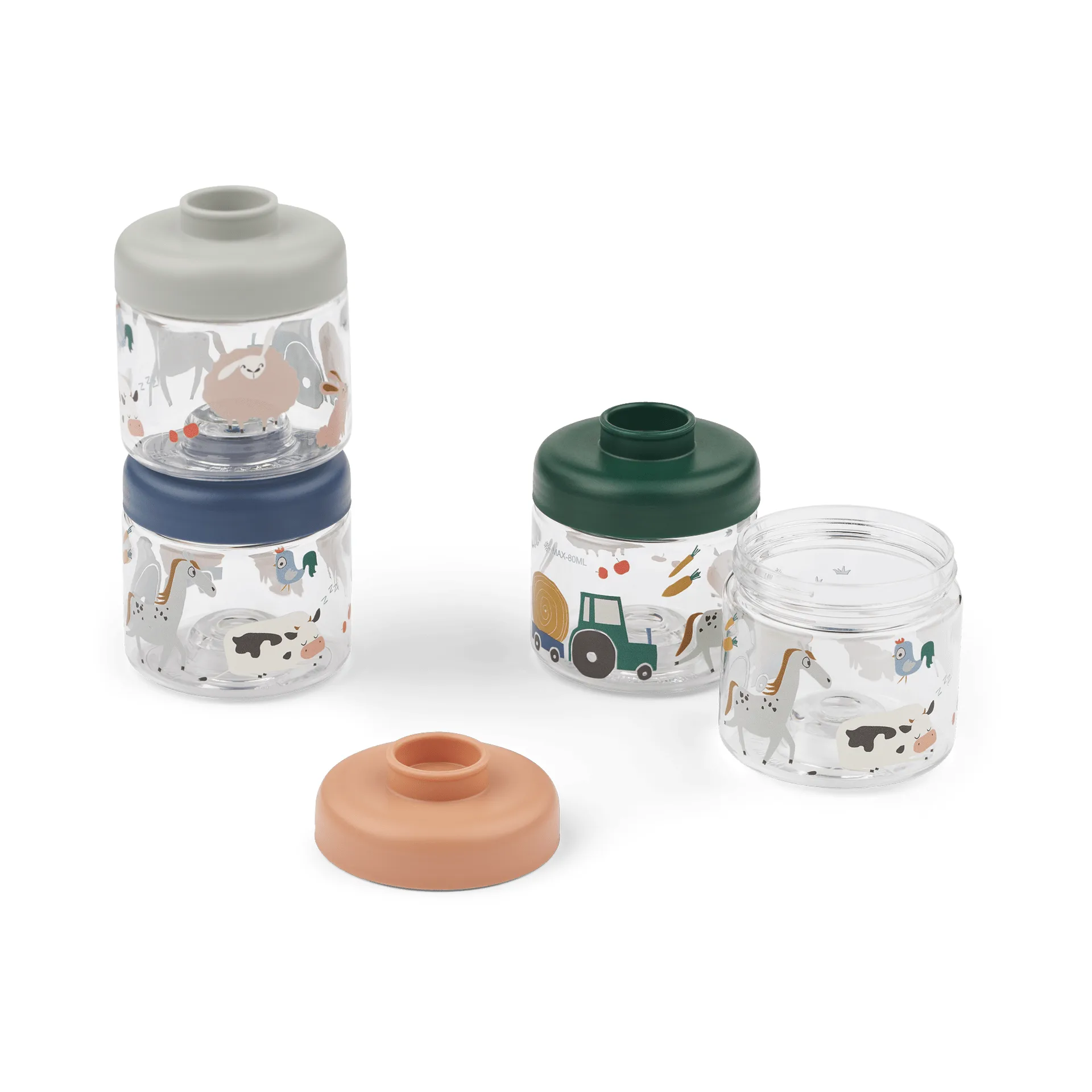 Liewood Dominique babymadsdåser 100 ml 4-pak Farmlife-Sandy