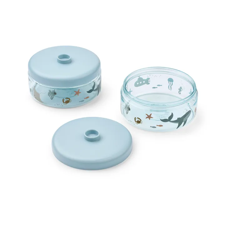 Dominique babymadsglas 500 ml 2-pak - Sea creature-sandy - Liewood