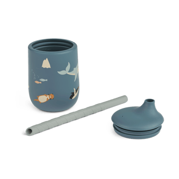 Ellis printed sippy cup tudkop med sugerør 23 cl - Arctic Sea-Ocean view - Liewood
