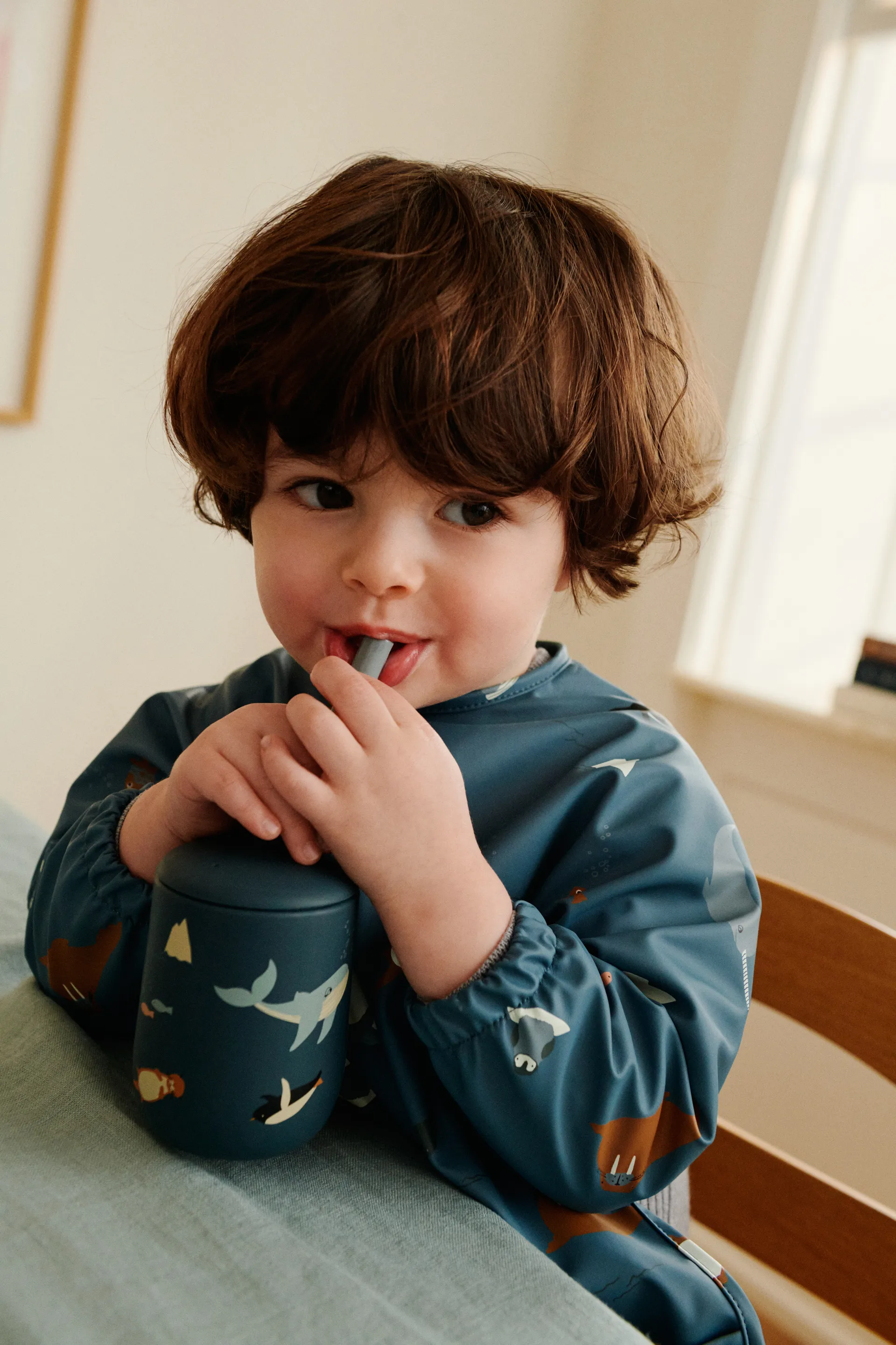 Ellis printed sippy cup tudkop med sugerør 23 cl, Arctic Sea-Ocean view Liewood