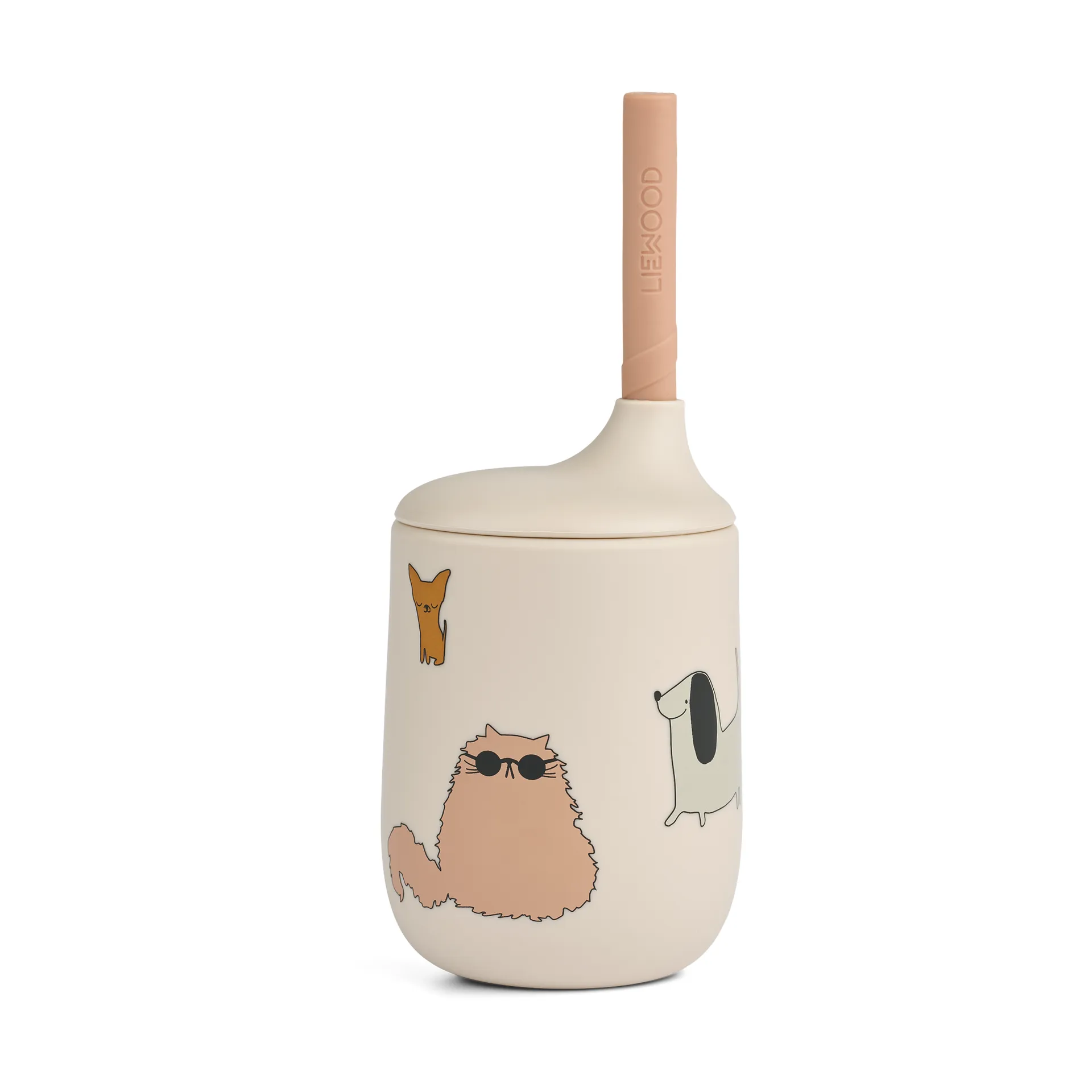 Ellis printed sippy cup tudkop med sugerør 23 cl, Cats and Dogs-Sandy Liewood