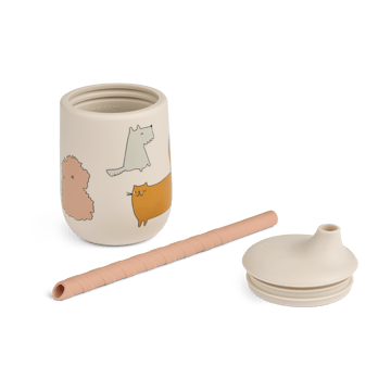 Ellis printed sippy cup tudkop med sugerør 23 cl - Cats and Dogs-Sandy - Liewood