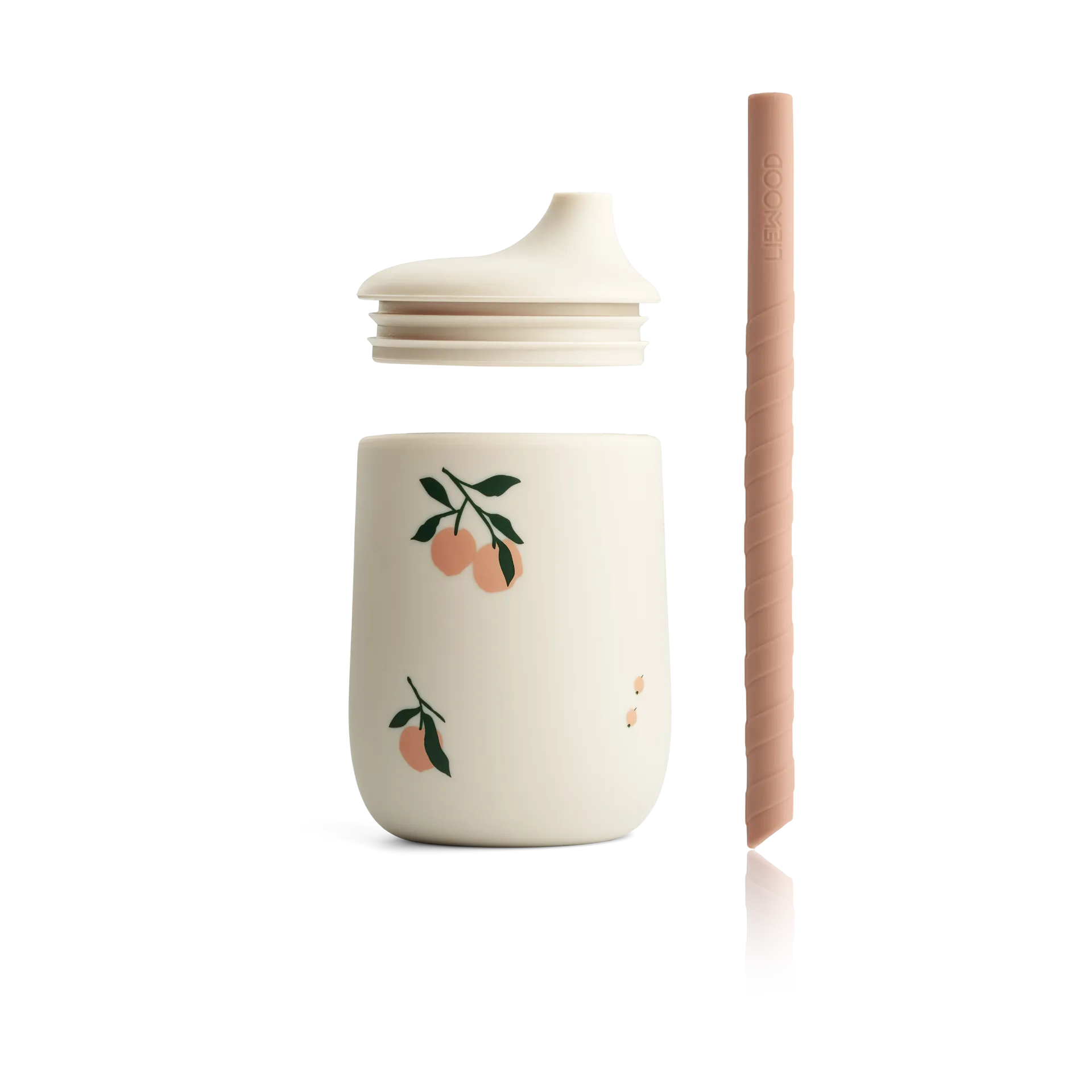 Ellis printed sippy cup tudkop med sugerør 23 cl, Peach-Sea shell mix Liewood