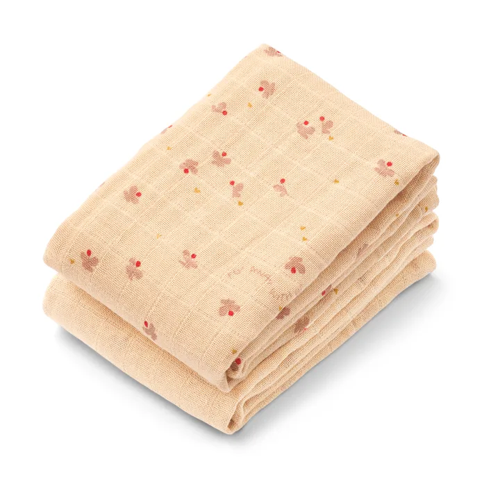 Lewis muslin tæppe 2-pack 65x65 cm - Mini butterfly-apple blossom mix - Liewood