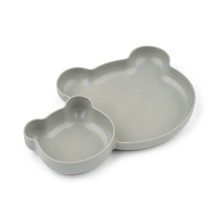 Magus Bear Divider tallerken 2 dele - Dove blue - Liewood