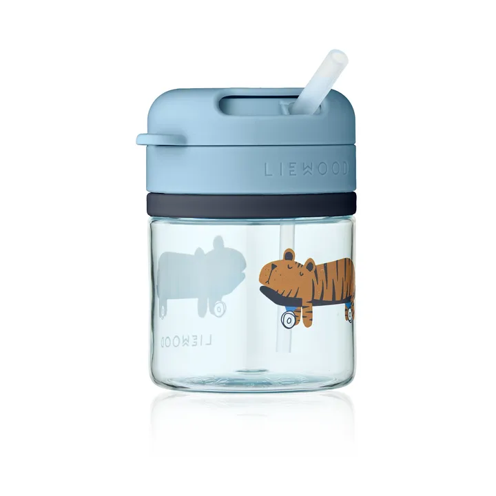 Pavia krus med sugerør - Fun-beach blue, 28 cl - Liewood